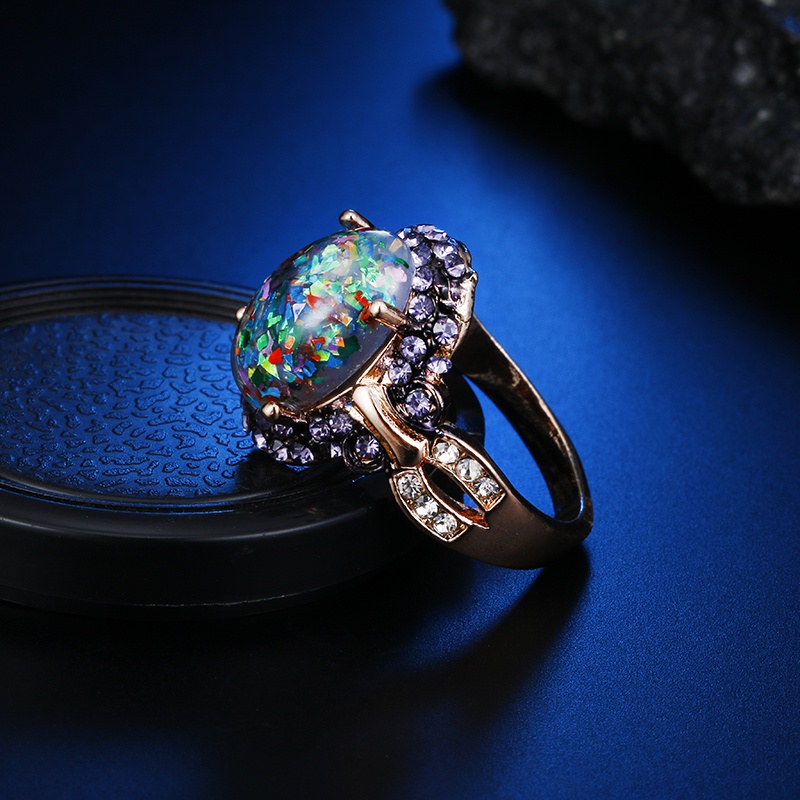 New Opal Rings Fire Bleached Colored Opal Rings 18K Gold Ring Jewelry ...