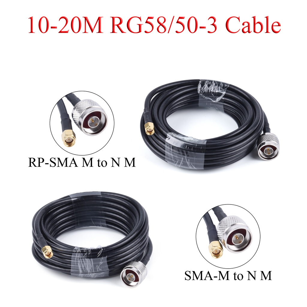 10 20m Rg58 50 3 Rf Coaxial Cable Sma Rp Sma Male To N Male Extension Wire For 4g Lte Cellular