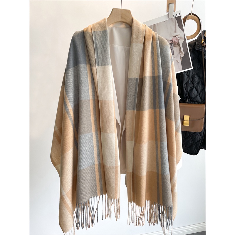 Classic Plaid Cashmere Warm Elegant Woman Shawl Wild Tassel Thickened ...