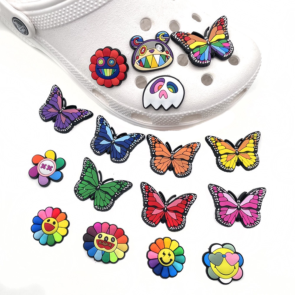 Butterfly Colorful Flower Style shoes accessories buckle Charms