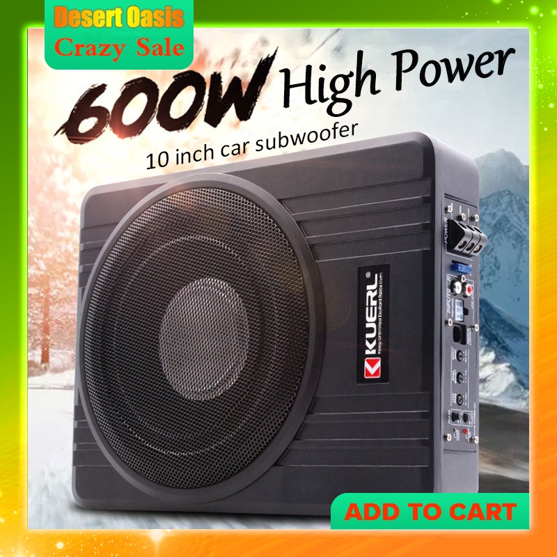 KUERL 8" 10" Car Active Subwoofer 600W Car Speaker Aluminum alloy