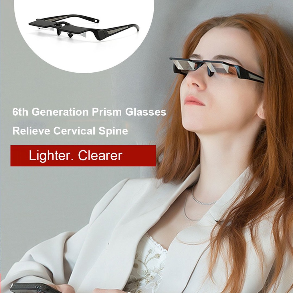 Upgraded Lightweight Prism Eyeglasses Lying down watching TV horizontal