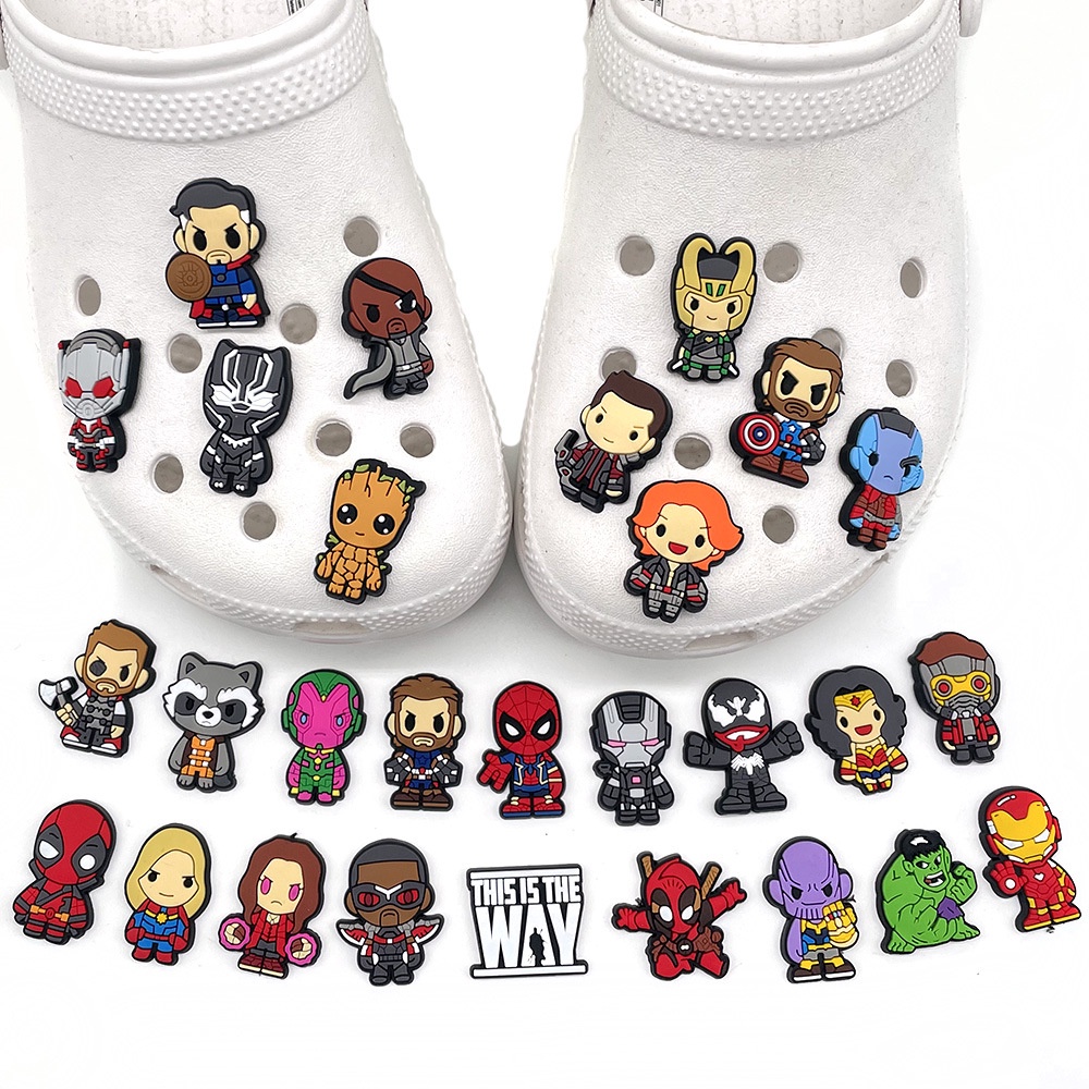 Marvel Iron Man Captain America Series jibits Avengers Jibits croc Accessories Charms Shoe Buckle Decoration Pins for Kids Shopee Philippines