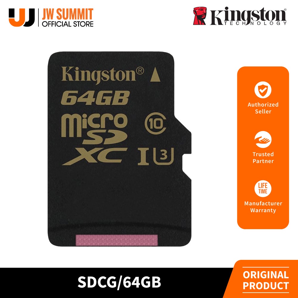 Kingston 64GB Gold microSDXC UHSI Speed Class 3 (U3) (SDCG/64GB