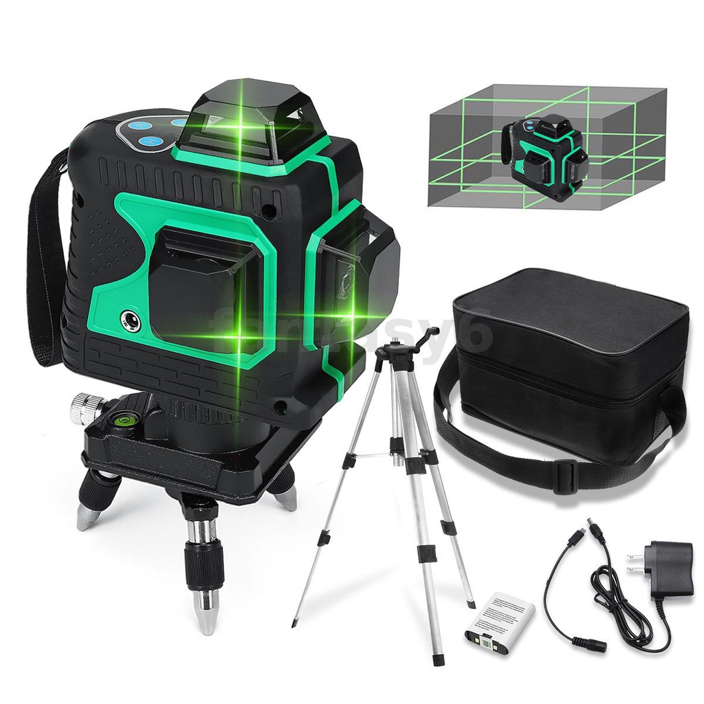 MUSTOOL 12 Lines 360° 3D Green Auto Laser Level Horizontal & Vertical ...