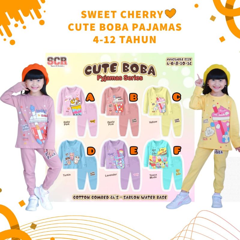 Sweetcherry SCR SWEET CHERRY CUTE BOBA PAJAMAS Kids Clothes Suits SET ...