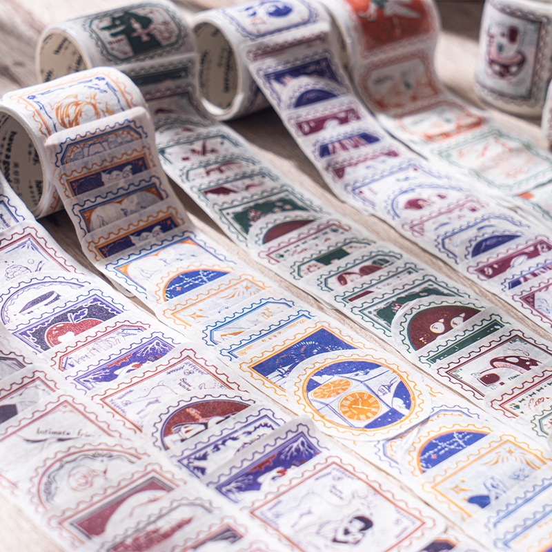 Midoo 50pcs/roll Lovely Cartoon Stamp Stickers Fairy Tale Washi Paper ...