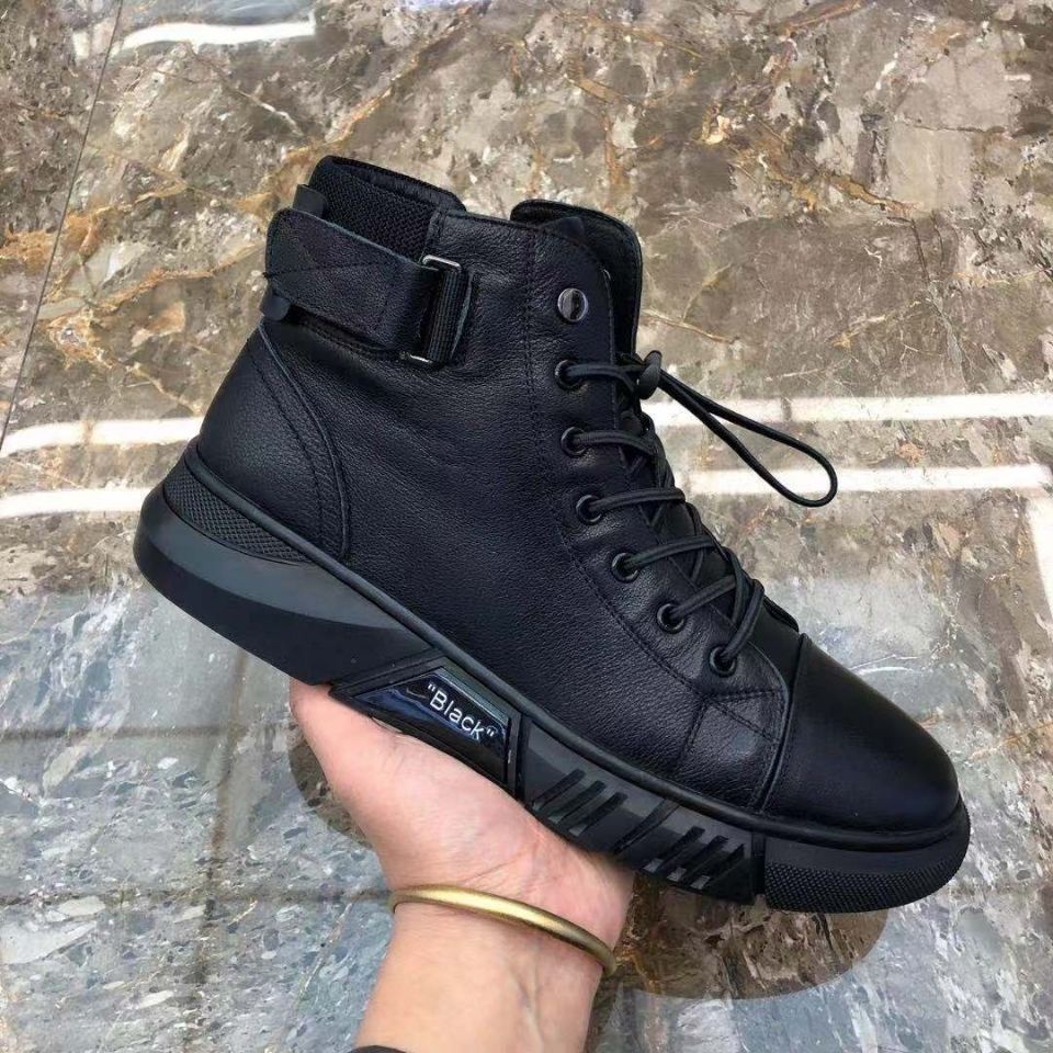 Pure cowhide Martin boots men s winter hightop boots men s thick fur