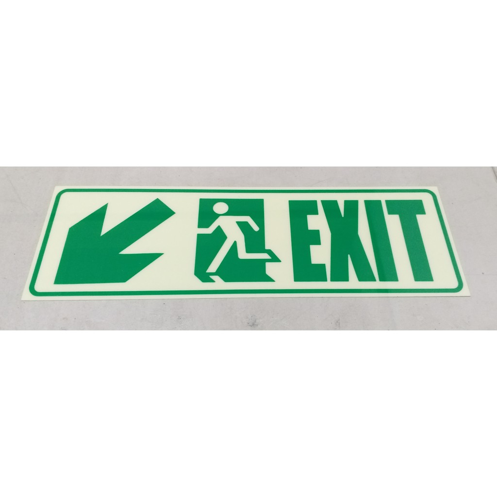Luminous Exit Arrow Down Left Sign Sticker | Shopee Philippines