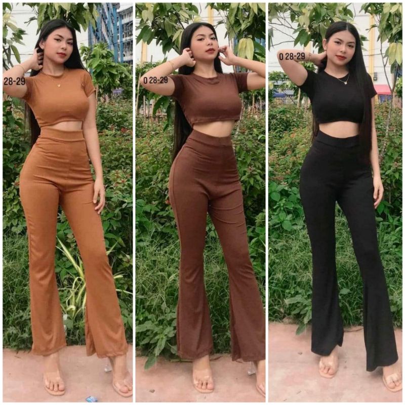 Zarah Flare Pants Terno Crop Top