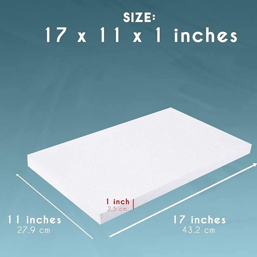 [PACKOF3] 1 Inch Thick Foam Board Sheets, 17x11 Polystyrene Rectangles ...