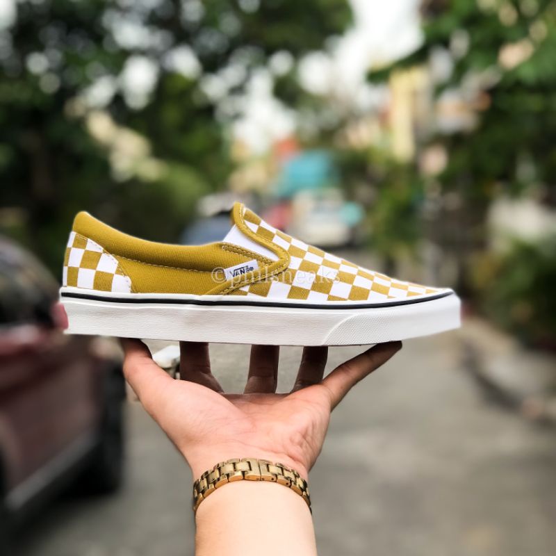 Checkerboard cheap yellow vans