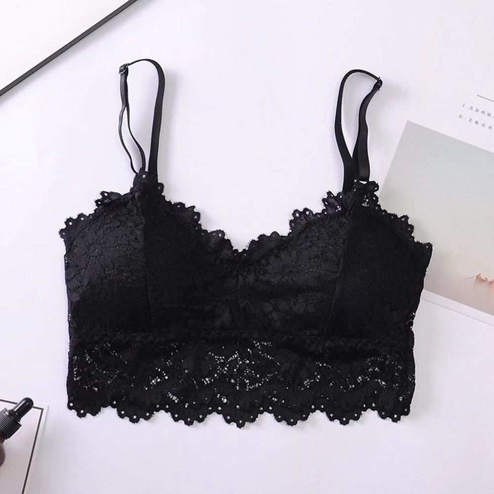 Adjustable Straps Bralette Sexy Lace Wireless Push Up Bra | Shopee ...