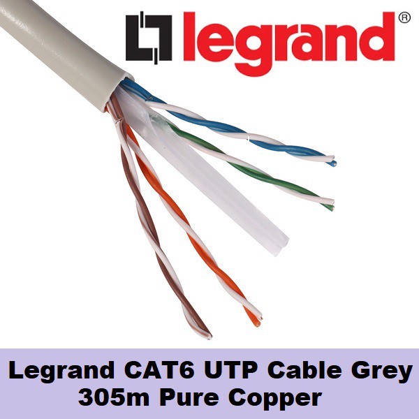 Legrand Cat 6 Cable UTP Unshielded AWG24 Gray Data LAN Cable Cat6 305