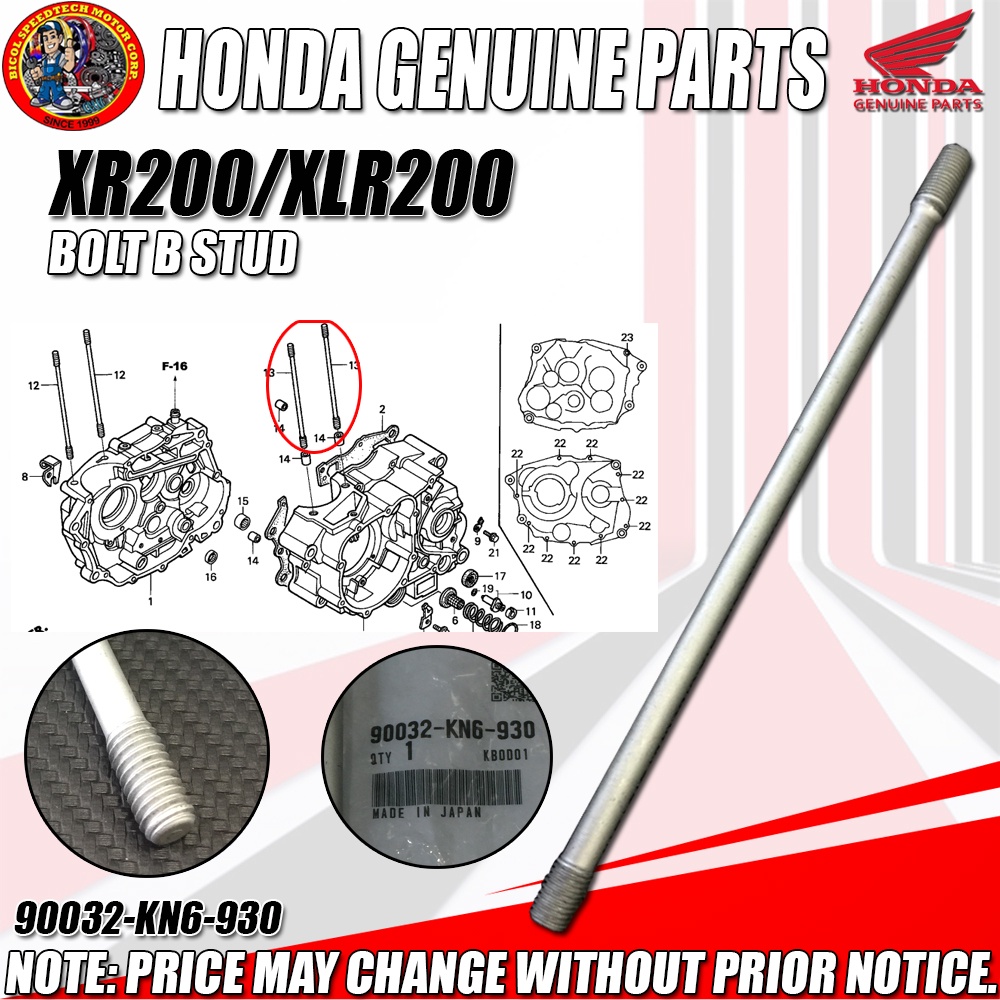 XR200/XLR200 BOLT B STUD (HPI) (Genuine: 90032-KN6-930) | Shopee ...