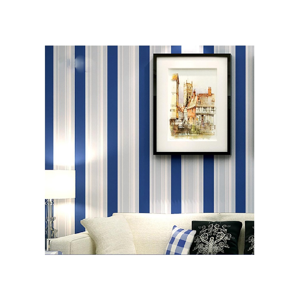 Wallpaper City Pvc Self Adhesive Blue Stripes Design Home Decor Sticker 1pc 10m By 45cm 2662