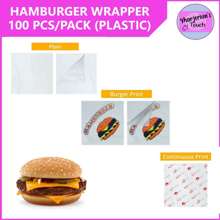 HAMBURGER WRAPPER PLASTIC WRAPPER 100 PCS BURGER WRAPPER SIOPAO WRAPPER ...