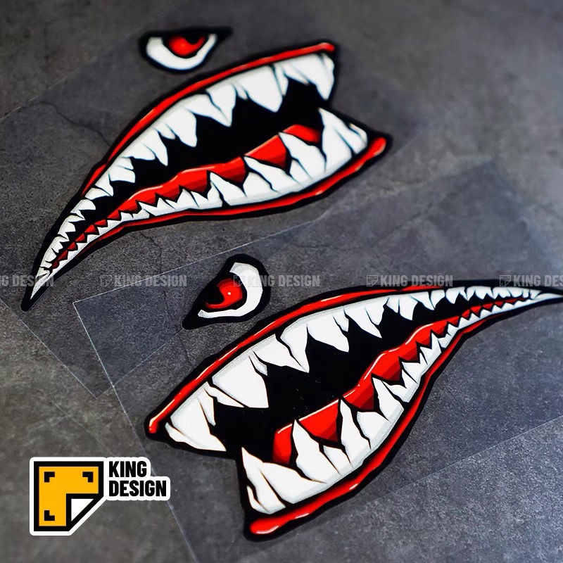 King car sticker shark mouth tide brand reflective sticker motorcycle ...