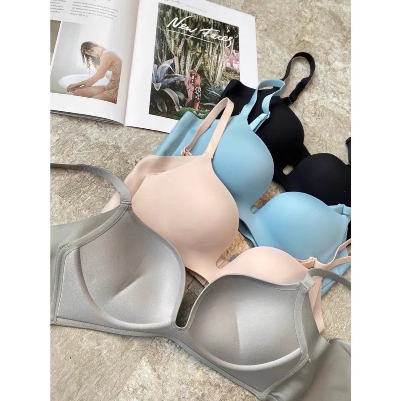 Push Up Seamless Lingerie Comfort Soft Thick cup Wireless 3/4 Cup ...