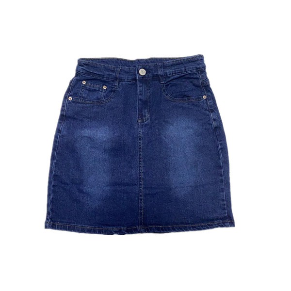 YourFans Plain Middle waist navy blue denim skirt maong palda ...