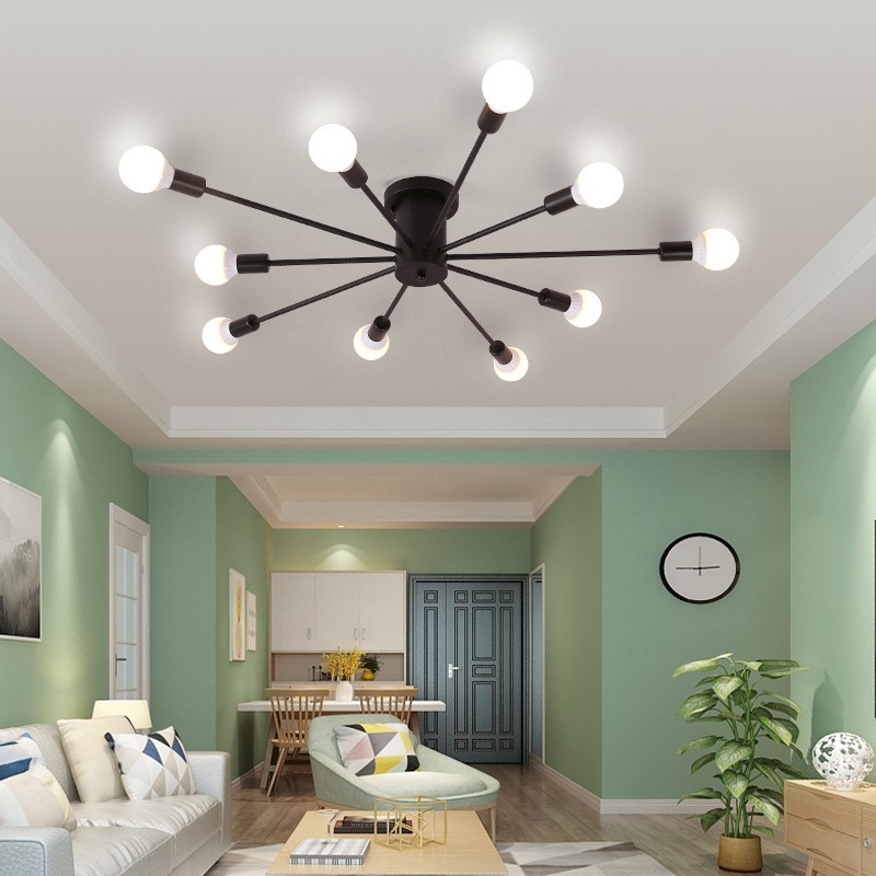 mid century modern Chandelier Edison lighting Spider Ceiling Lamp Semi  Flush mount light fixtures