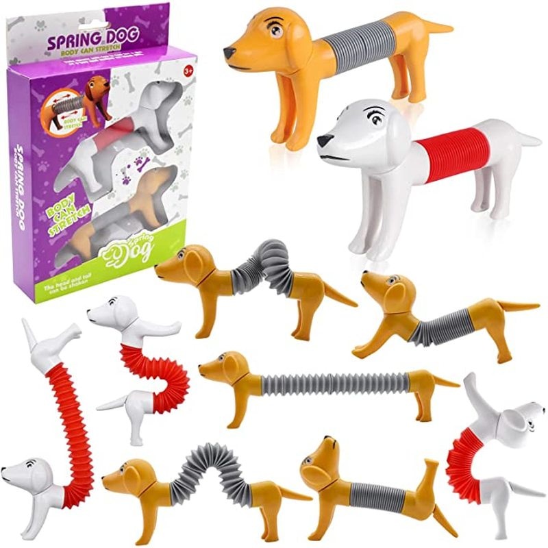 2022 Novelty Spring Dog Pop Tube Sensory Toy Stress Relieve Bellows DIY ...