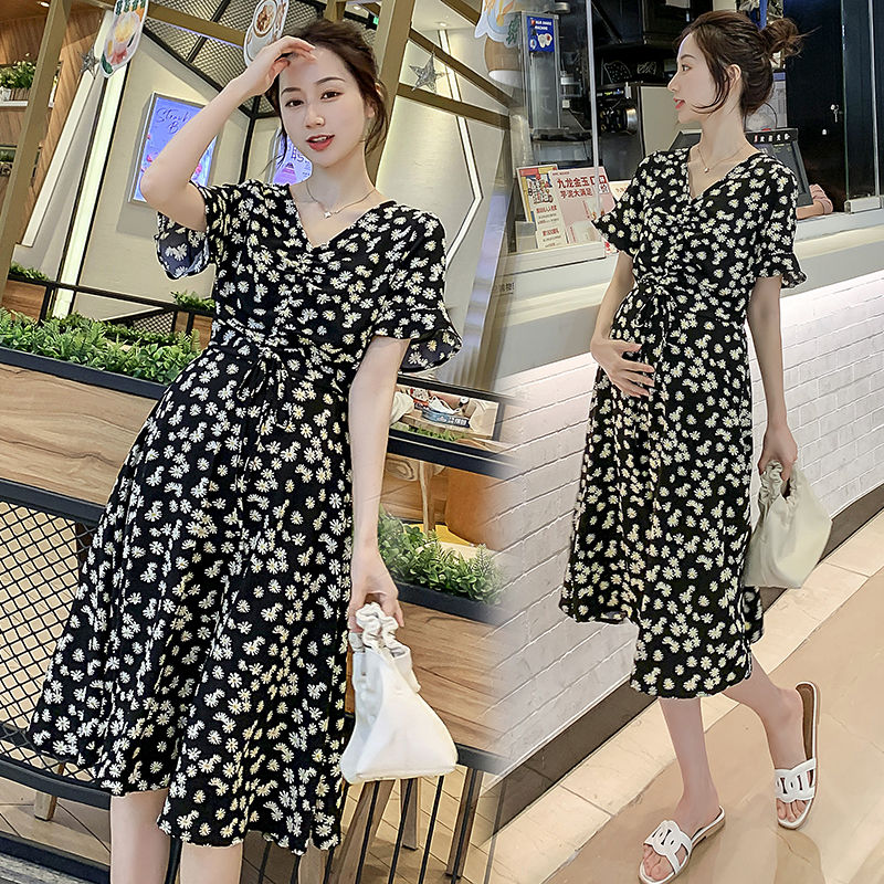 Maternity Dress Daisy Floral Casual Wear Mommy Dress Pregnant Women ...