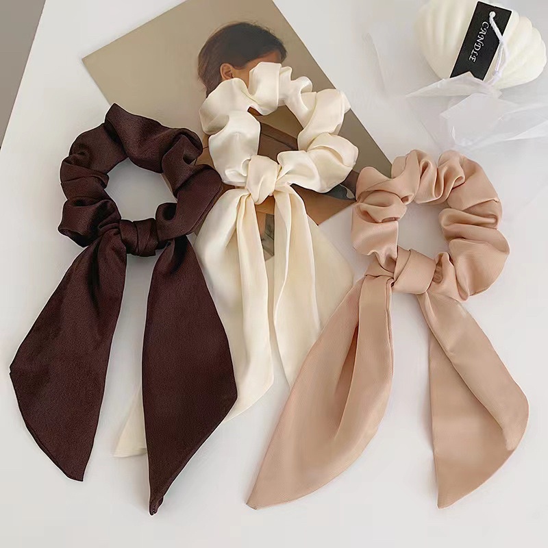 Meedo Korean Scrunchie Silk Ribbon Hair Tie Hair accessories girls ...