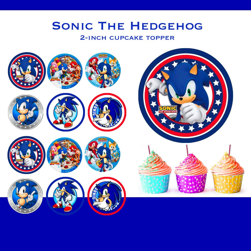 Sonic The Hedgehog Cupcake Topper/Sticker Party Decoration 30pcs
