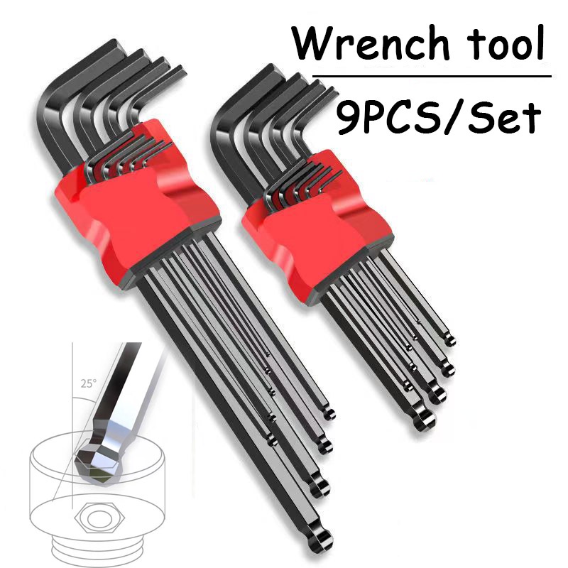 Universal Hexagonal Box Wrench L-shaped Double Head Screwdriver 9PCS ...