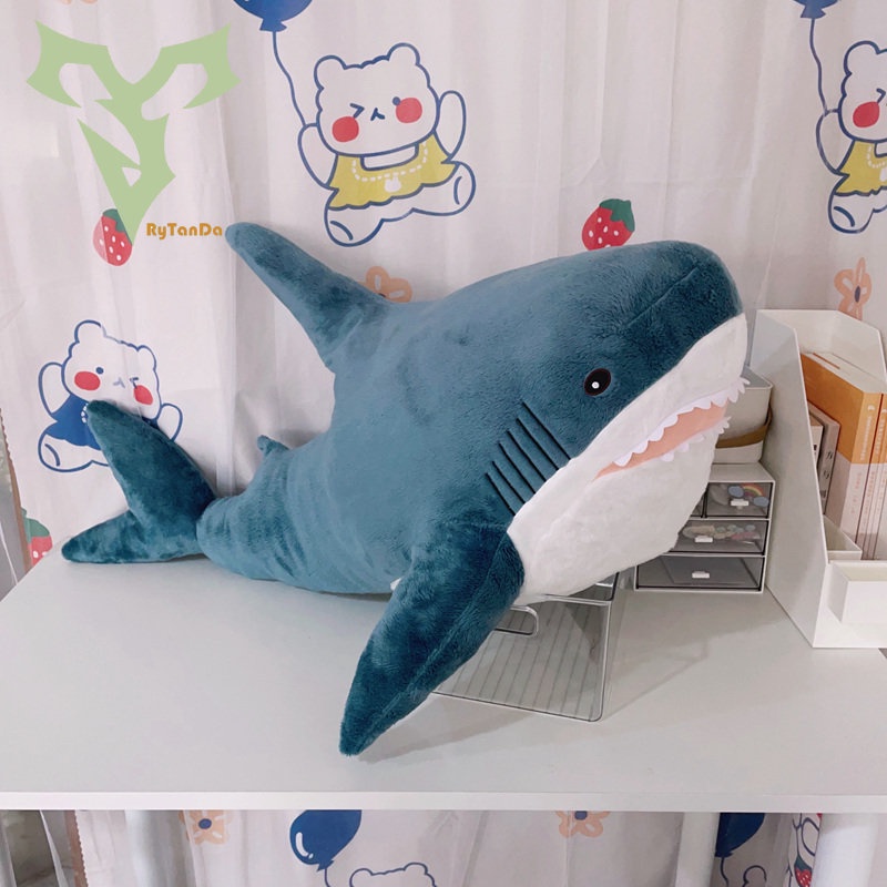 100cm Giant Cute Shark Plush Toy Soft Stuffed Speelgoed Animal Reading Long  Plushie Pillow Birthday Gifts For Children