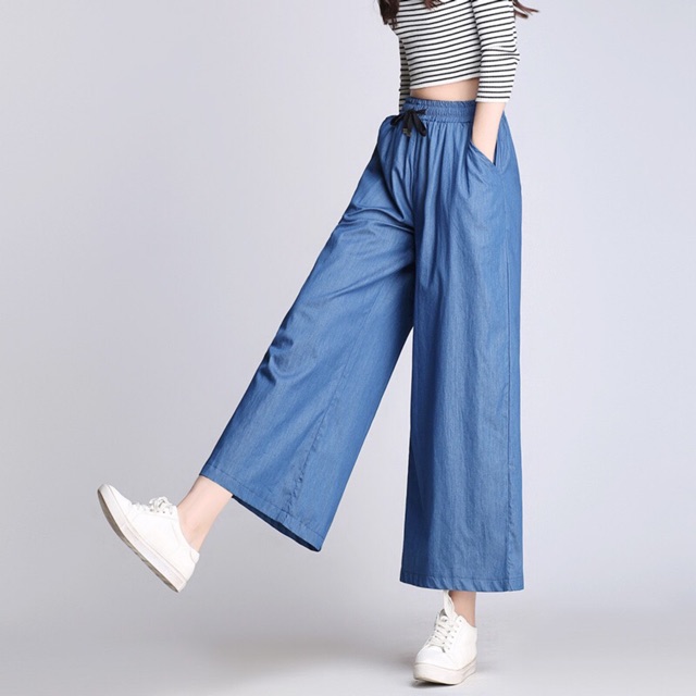 Ladies Soft Denim Square Pants 3 4Tokong cullotes 25 32 Shopee Philippines