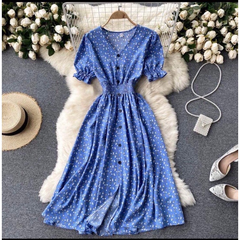 Fashion casual Floral Dress with belt | Shopee Philippines