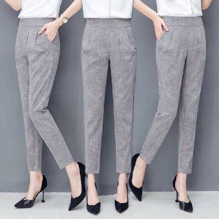 S-3XL Women Long Pants Casual Loose Korean Straight Cut Wide Leg Trousers  Office Work Pant