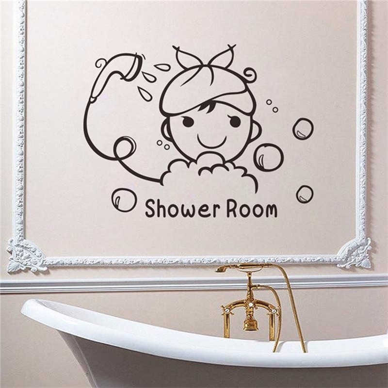 Creative PVC Waterproof Glass Sliding Door Stickers Shower Room ...