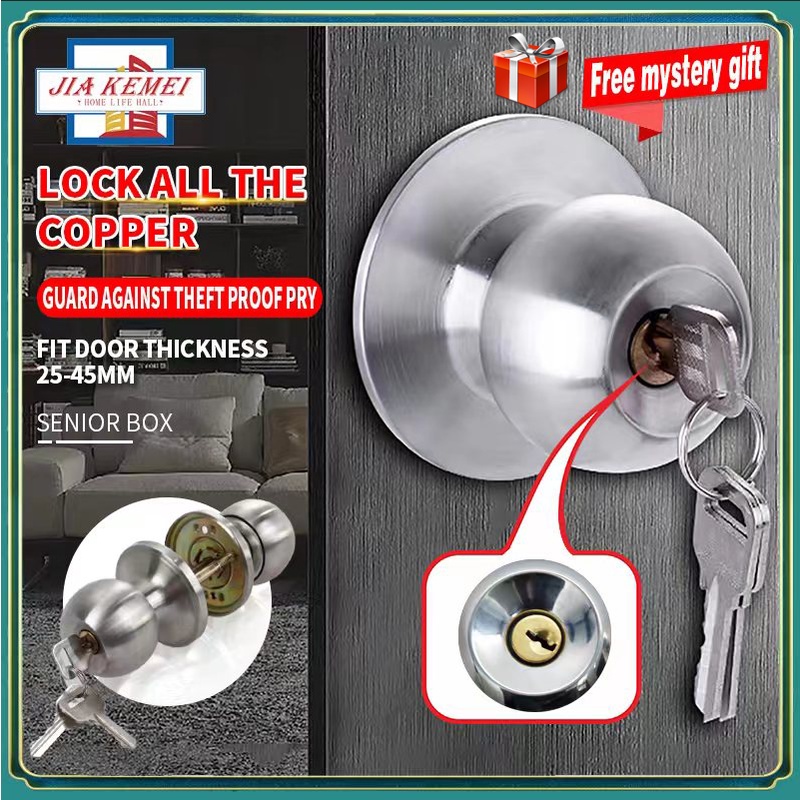 Door Knob Lever Type Door Knob Entrance Lockset Stainless Steel Keys