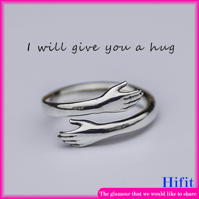 Hand Shape Hug Adjustable Couple Ring I Will Give You A Hug | Shopee ...