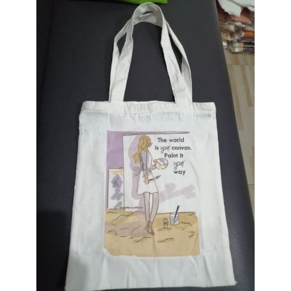 Canvas Tote Bag with 2 inside pockets and zipper 15x13 inches Shopee Philippines