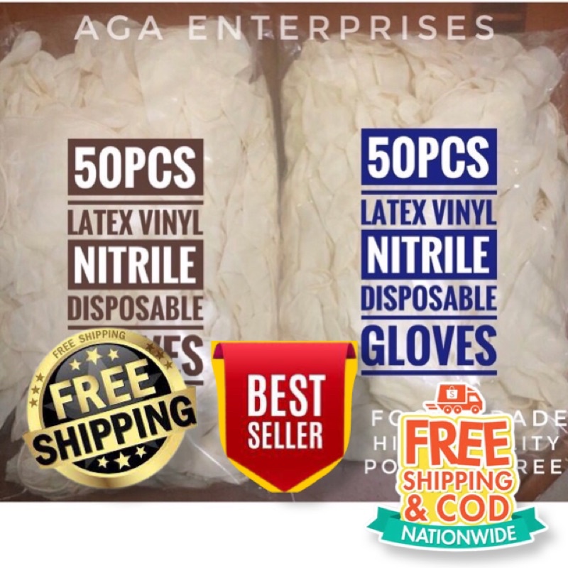 AGA Enterprises 50PCS Latex Vinyl Nitrile Disposable Examination Gloves