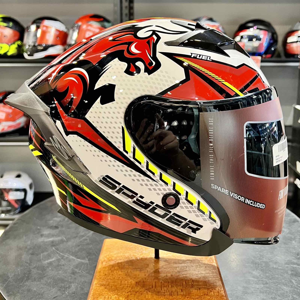 Spyder Helmet Fuel S2 Rage Half Face Dual Visor w/ Free Extra Clear ...