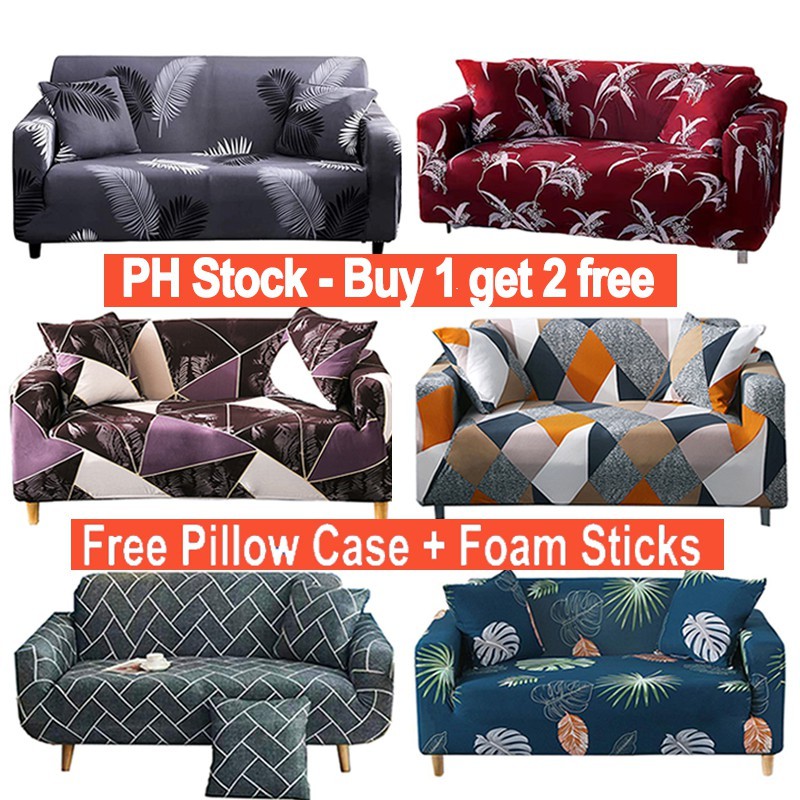 Universal Elastic Sofa Cover Plain L Shape 1/2/3/4-seater L Type Seat ...