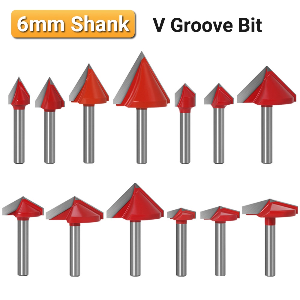 V Groove Grooving Router Bit 6mm Shank, 60° 90° 120° 150° Angle V Shape ...