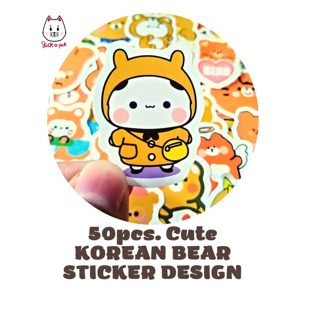 50pcs. CUTE KOREAN BEAR CARTOON STICKER DESIGN | Shopee Philippines