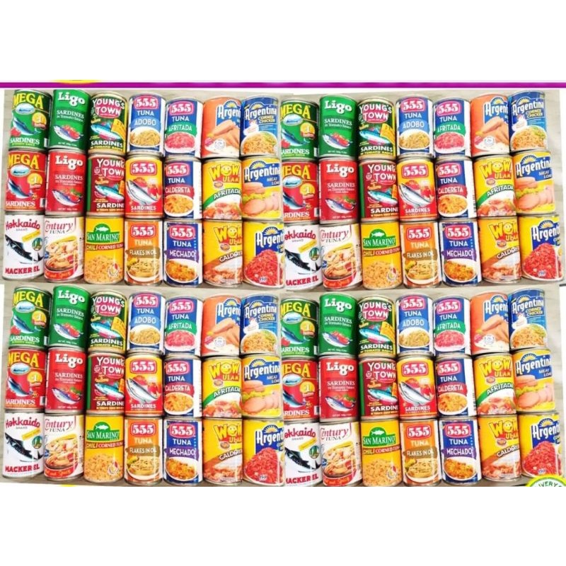 Grocery Package 65 ( 84pcs canned goods ) Assorted Shopee Philippines