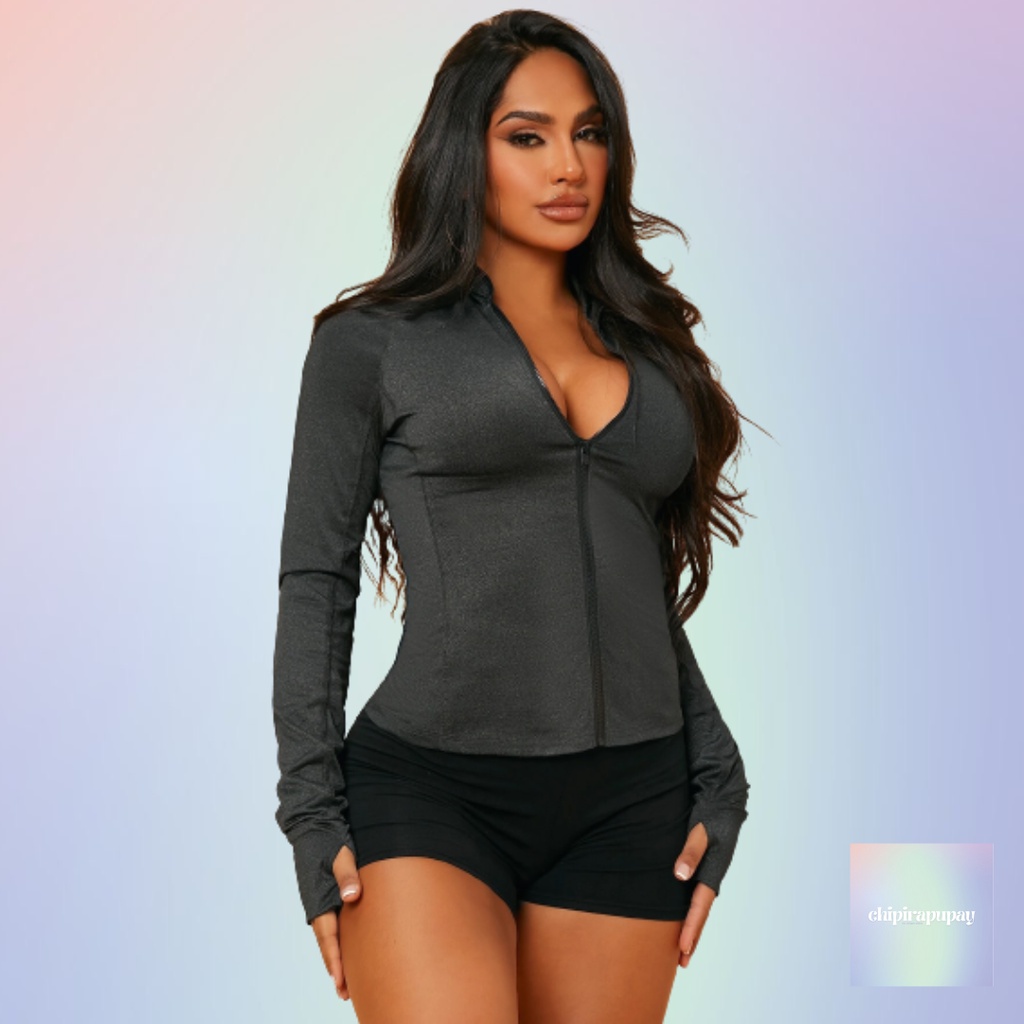 SHEIN Solid Zip Up Crop Hoodie