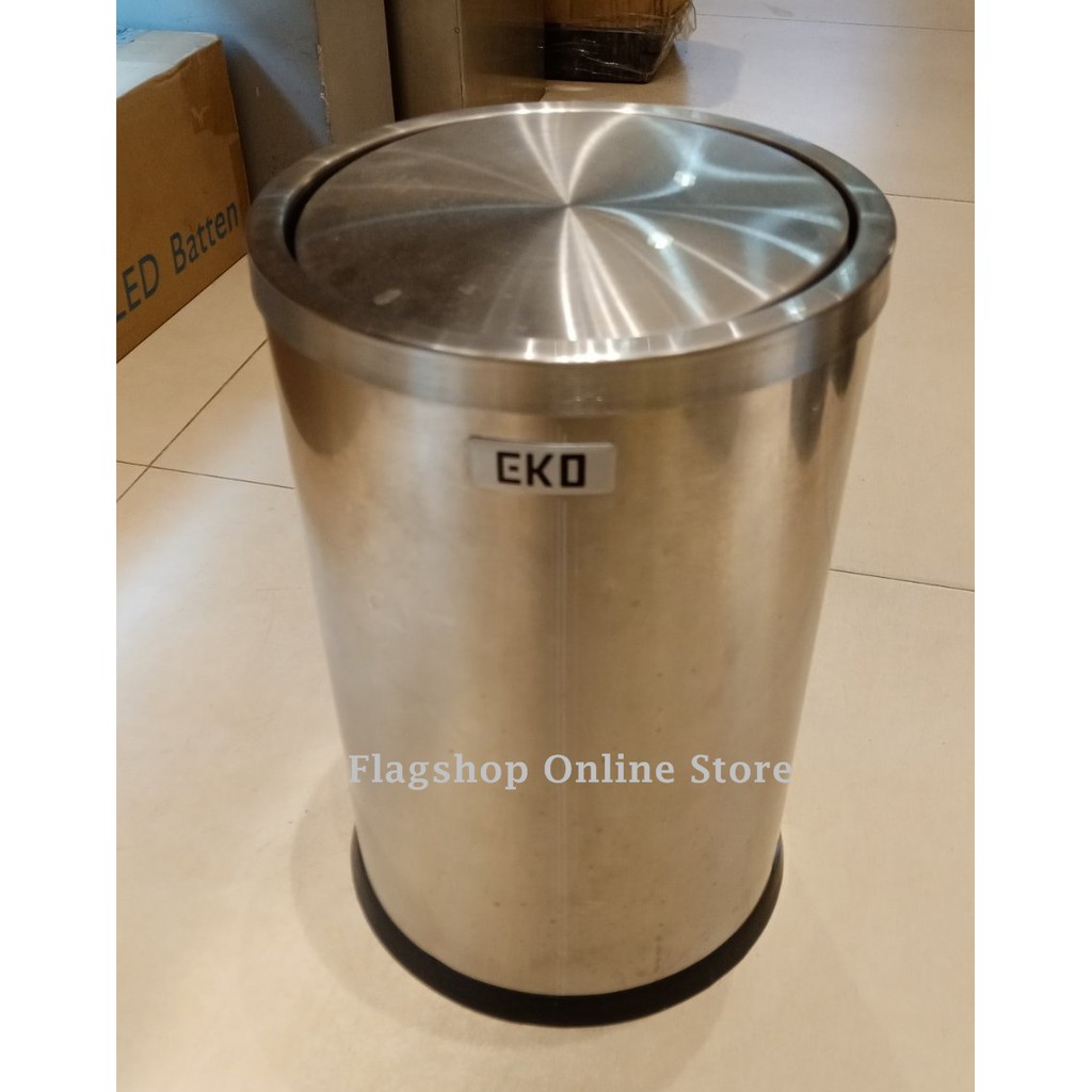 Stainless Round Flipping Swing Top Lid Trash Bin Waste Can Bin 10L (Silver) Shopee Philippines