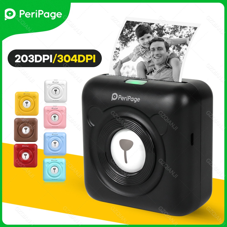 PeriPage A6 304dpi Portable Photo Label Mini Printer Thermal Bluetooth ...