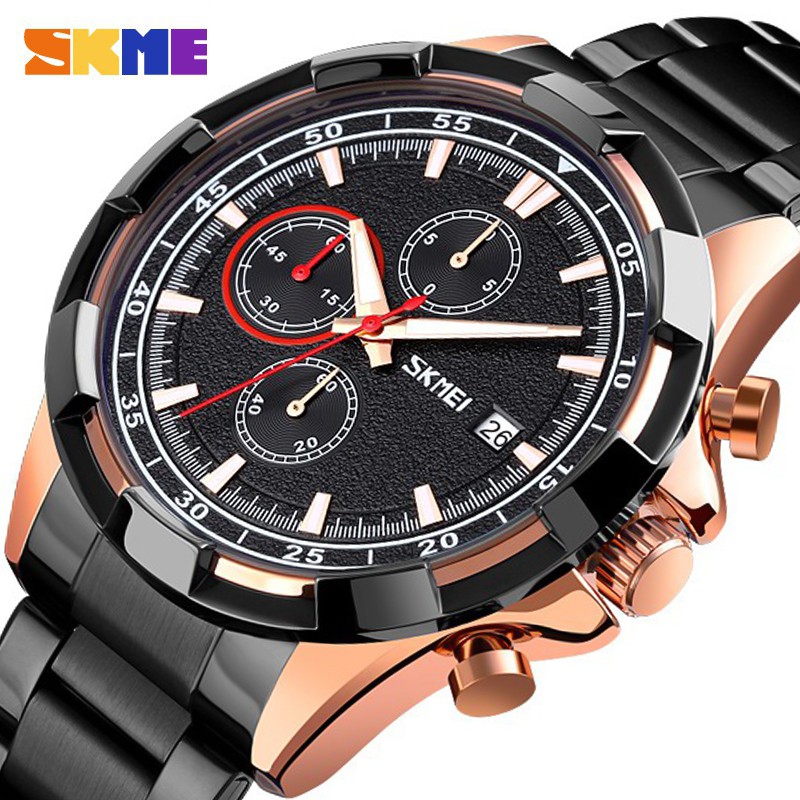 SKMEI Business All Steel Waterproof Automatic Date Quartz Men Waterproof Watch for men 9192