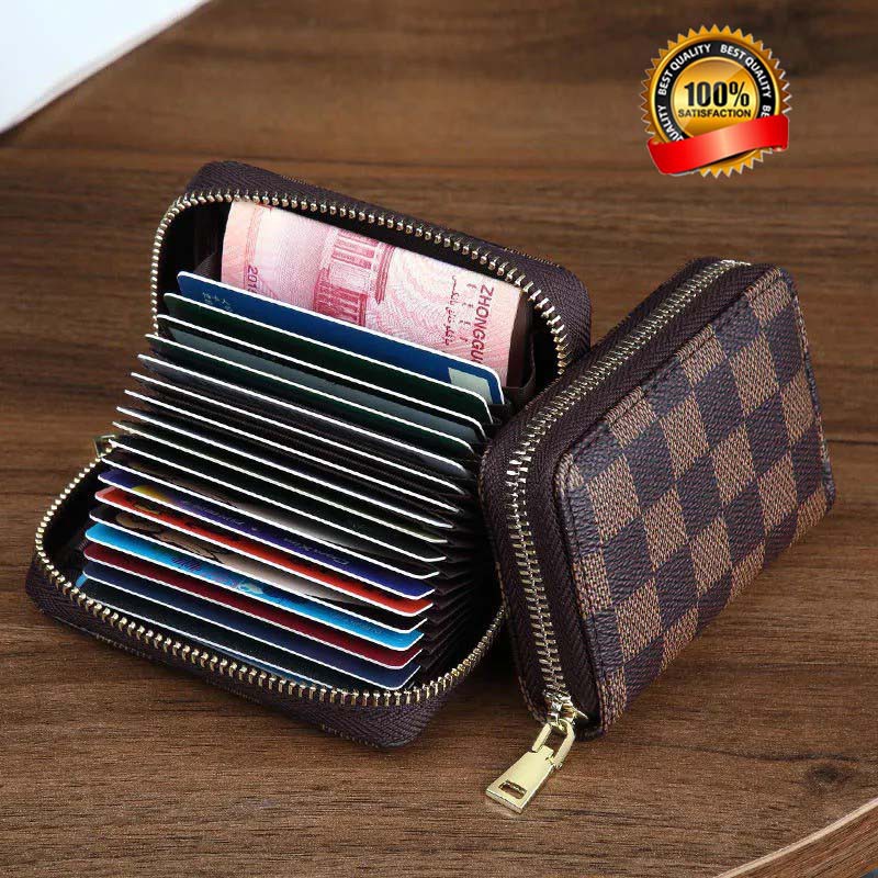 Credit Card Wallet Card Holder Wallet Women Men atm ID Card Case Coin Purse  Leather Zip Wallets - Main Image