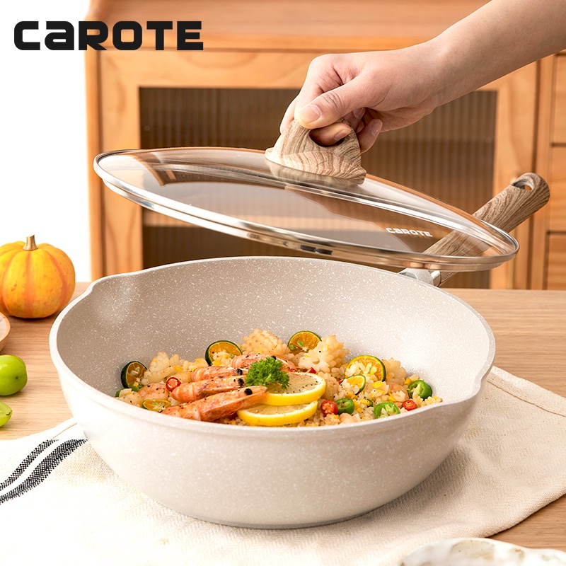 CAROTE Cosy Collection Non Stick Frying Wok 26/30CM Frying pan with Lid